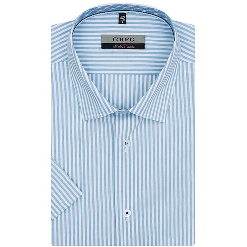 мужская рубашка с коротким рукавом greg, голубая
