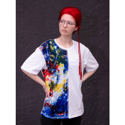 женская футболка с принтом студия глобал арт, белая