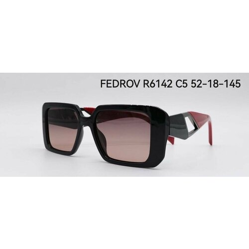 женские квадратные солнцезащитные очки fedrov, бордовые