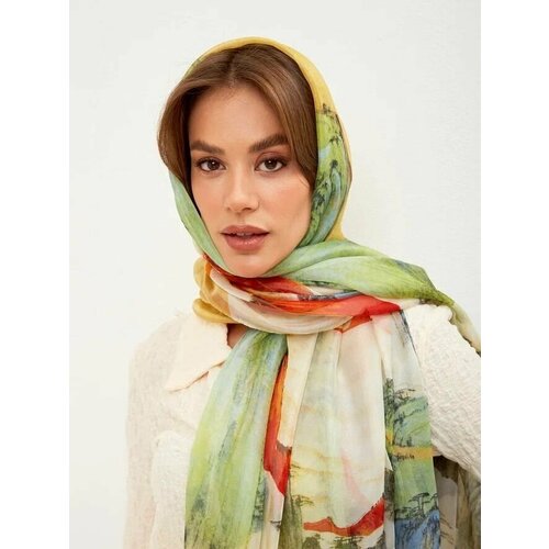 женский шелковые шарф con fuoco, зеленый
