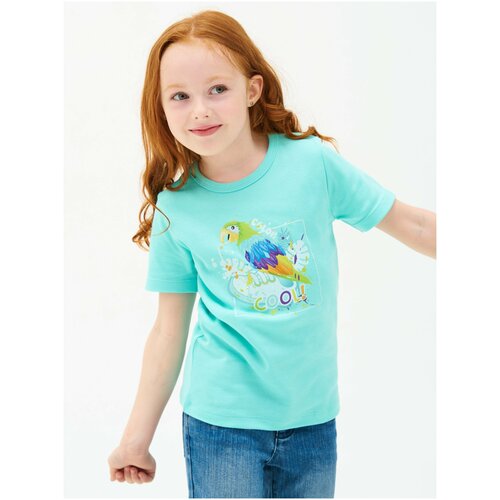 футболка с круглым вырезом валерия мура для девочки, зеленая