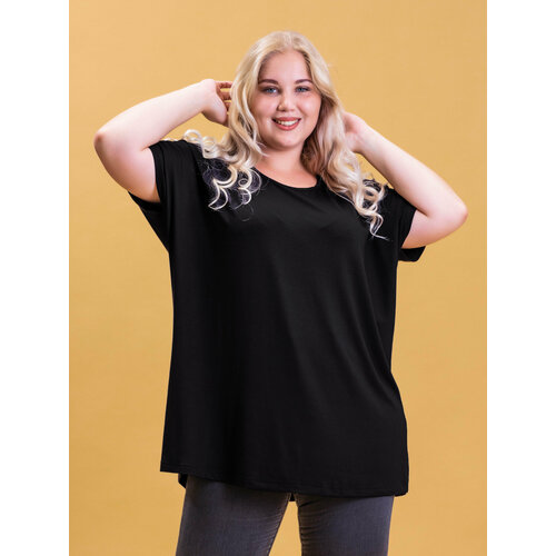 женская футболка удлиненные ниро, черная
