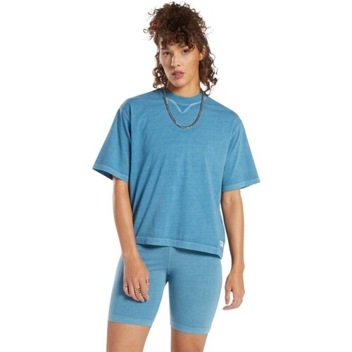 женская спортивные футболка reebok, голубая