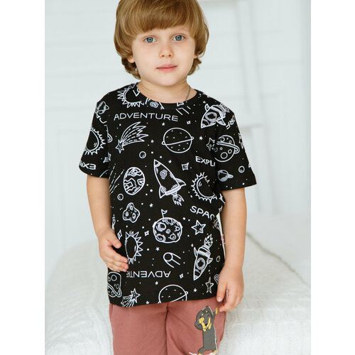 футболка с принтом ohana kids для мальчика, черная