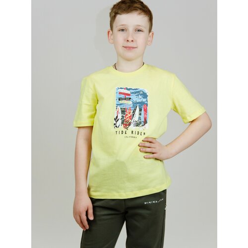 футболка с принтом ohana kids для мальчика, желтая