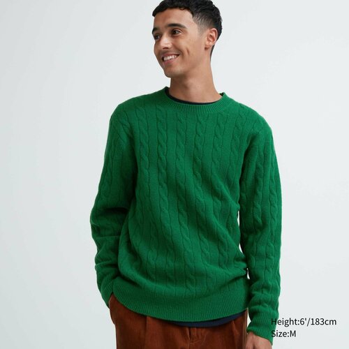 мужской вязаные свитер uniqlo, зеленый