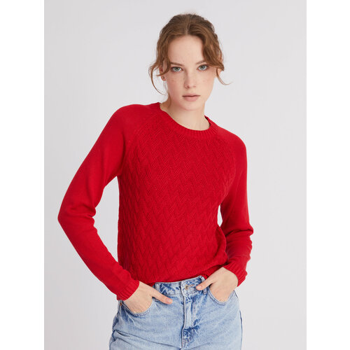 женский свитер с круглым вырезом zolla, красный