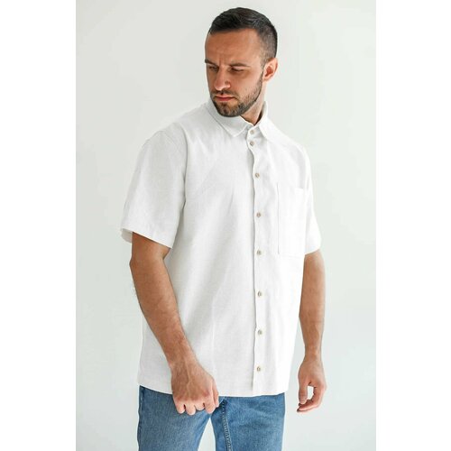 мужская рубашка с коротким рукавом simple style, белая