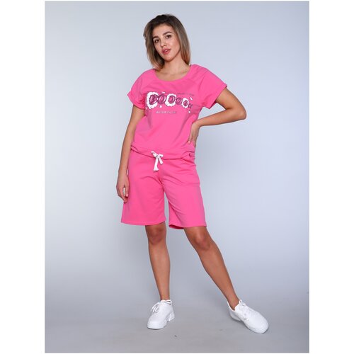 женские спортивные шорты с коротким рукавом ninel, розовые