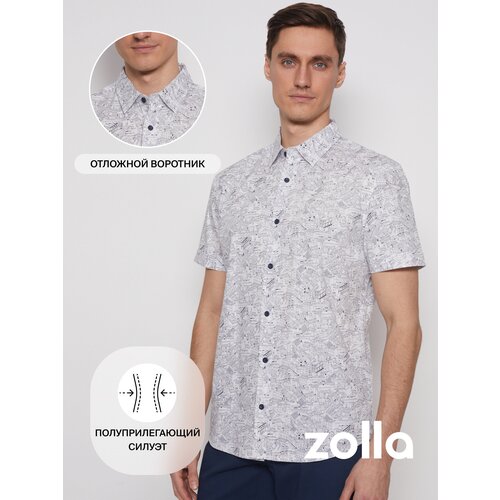 мужская рубашка с коротким рукавом zolla, белая