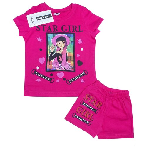 футболка с принтом muxsi для девочки, розовая