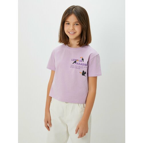 футболка с принтом acoola для девочки, фиолетовая