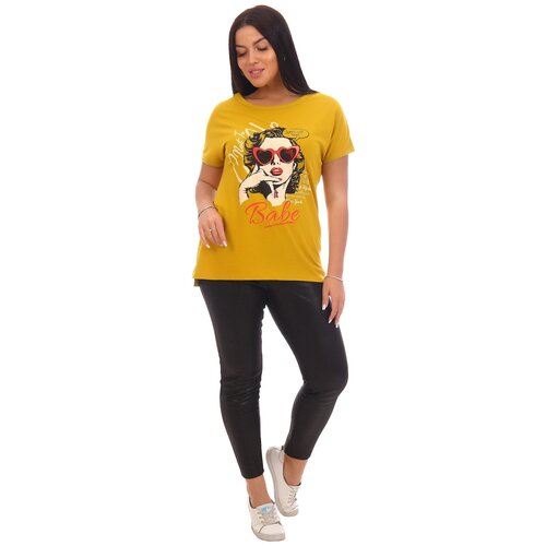 женская футболка с принтом трикотажные сезоны, желтая