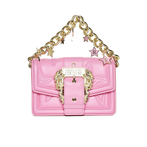 женская кожаные сумка versace, розовая