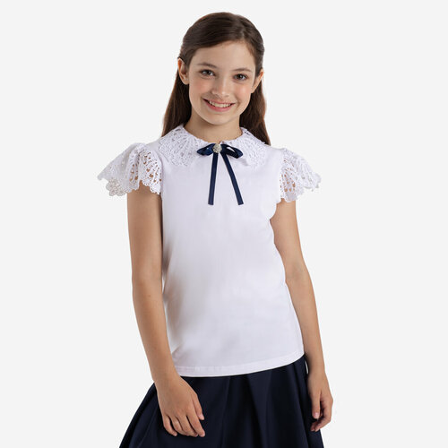 блузка с коротким рукавом kapika для девочки, бежевая
