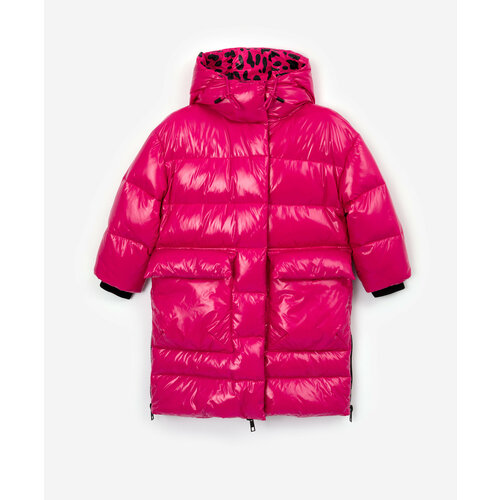 пальто с капюшоном gulliver для девочки, розовое