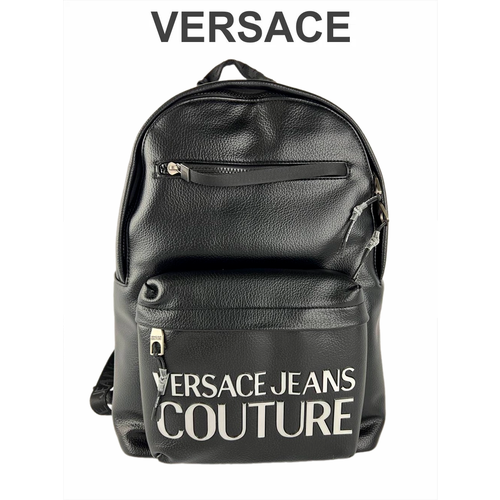 женский кожаные рюкзак versace, черный