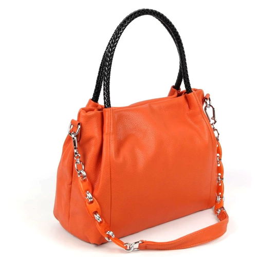 женская кожаные сумка fuzi house, оранжевая