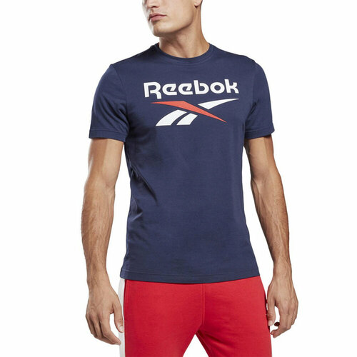 мужская футболка с круглым вырезом reebok, синяя