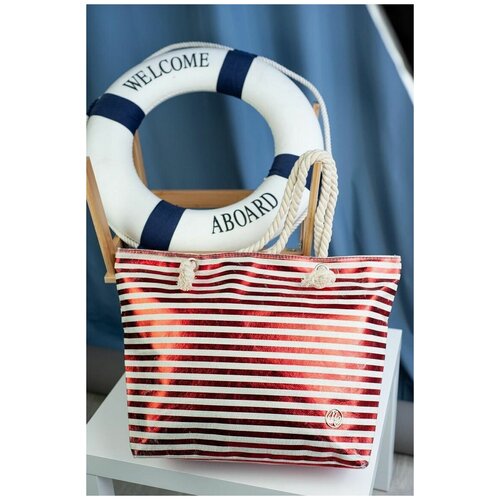 женская пляжные сумка морской стиль, красная