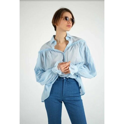 женская блузка с длинным рукавом theone by svetlana ermak, голубая