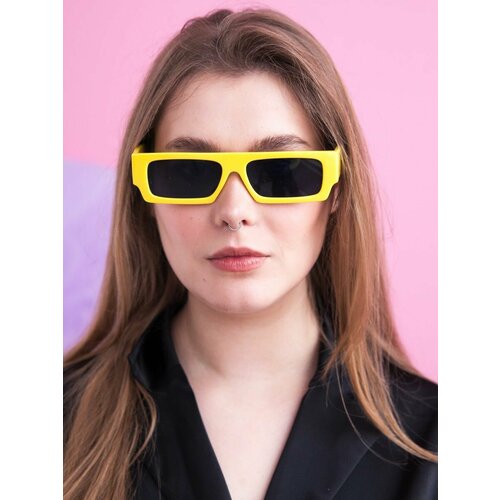 женские квадратные солнцезащитные очки неушанка, черные
