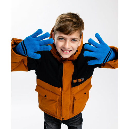 вязаные перчатки button blue для мальчика, синие