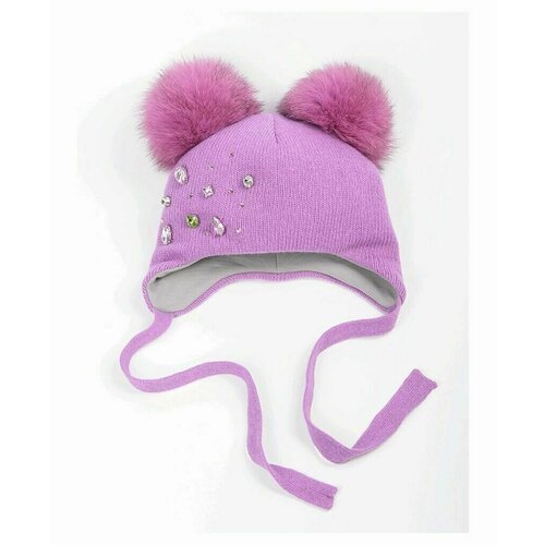 вязаные шапка orso bianco для девочки, фиолетовая