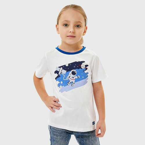 футболка с принтом роскосмос для мальчика, белая