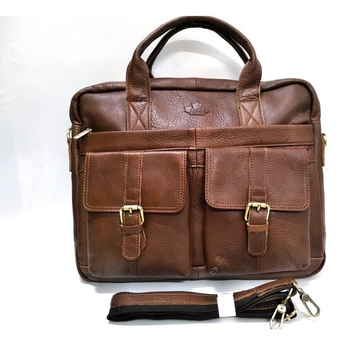 мужская кожаные сумка без бренда, коричневая