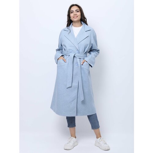 женское длинные пальто без бренда, голубое