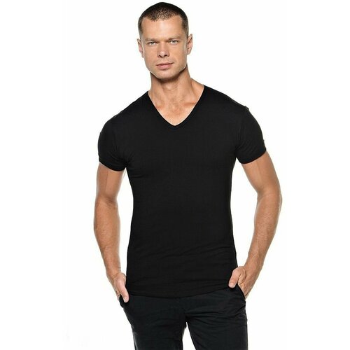мужская футболка с v-образным вырезом нет бренда, черная