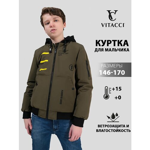 куртка бомбер vitacci для мальчика, хаки