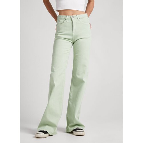 женские брюки клеш pepe jeans london, зеленые