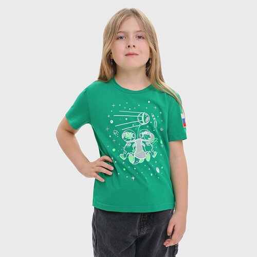 футболка роскосмос для девочки, зеленая
