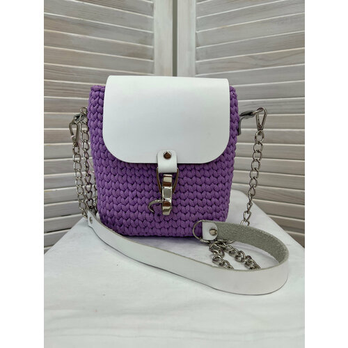 женская кожаные сумка бинч, фиолетовая