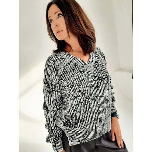 женский свитер с v-образным вырезом lumina, серый