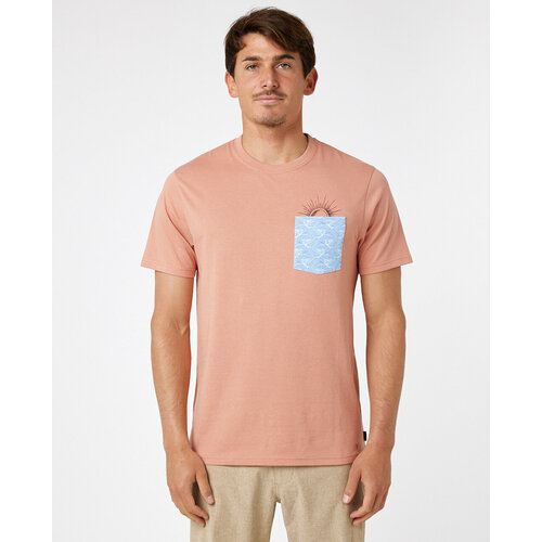 мужская футболка с принтом rip curl, розовая