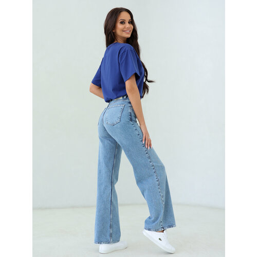 женские прямые джинсы cracpot, голубые