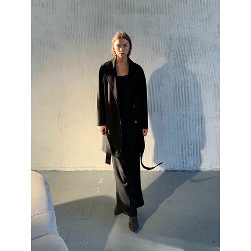 женское длинные пальто modetta-style, черное