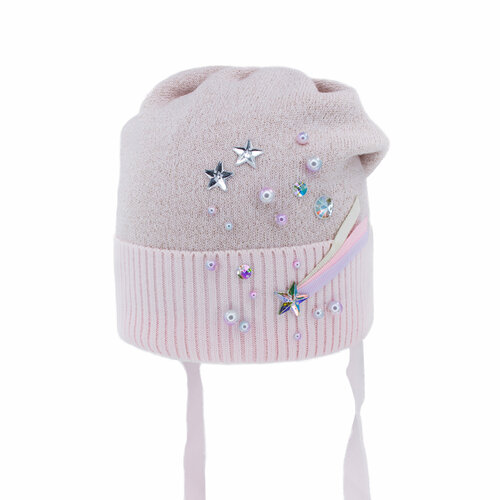 вязаные шапка андерсен для девочки, розовая