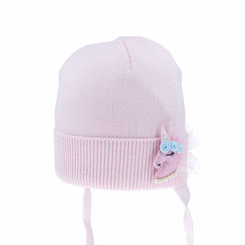 вязаные шапка андерсен для девочки, розовая