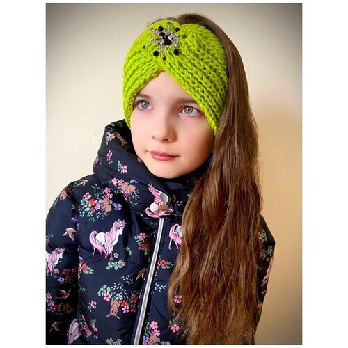 вязаные шапка julizav дизай для девочки, зеленая