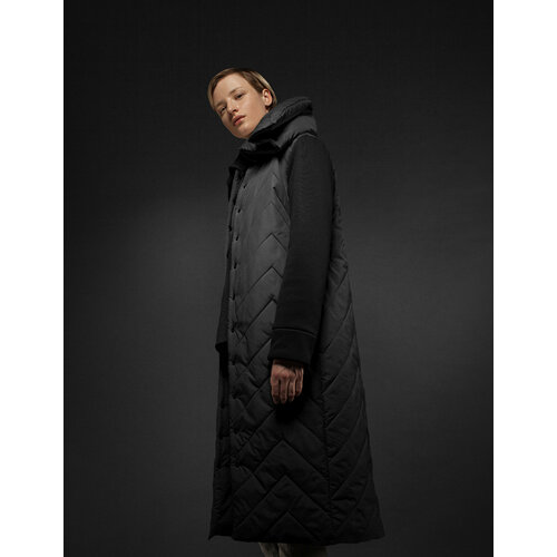 женское пальто с капюшоном kometa, черное