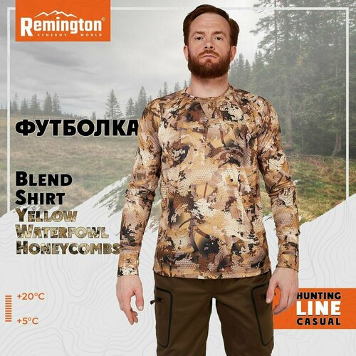 мужская футболка с длинным рукавом remington, коричневая