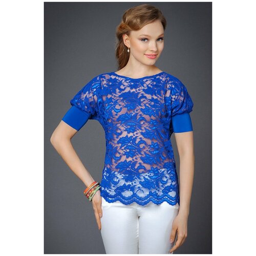 женская блузка с коротким рукавом арт-деко, голубая