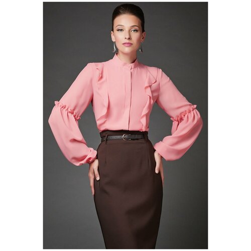женская блузка с длинным рукавом арт-деко, розовая