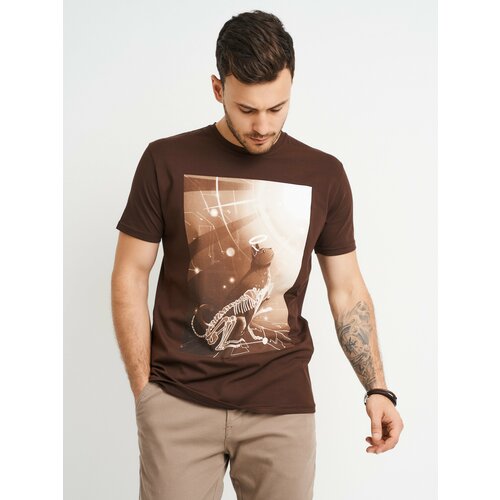мужская футболка с круглым вырезом vosq, коричневая