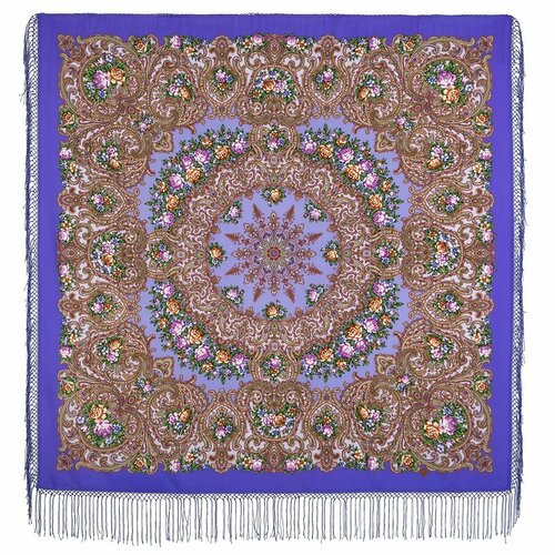 женский шелковые платок павловопосадская платочная мануфактура, фиолетовый