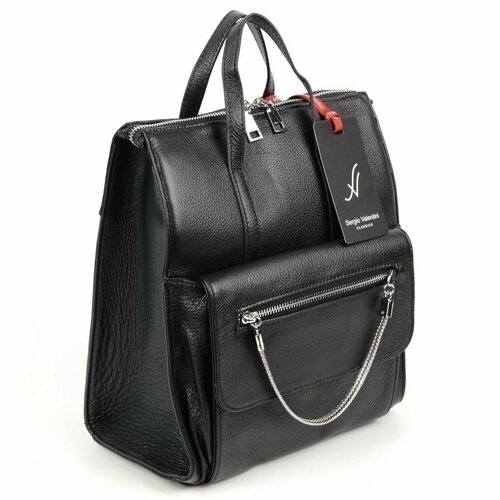 женский кожаные рюкзак sergio valentini, черный